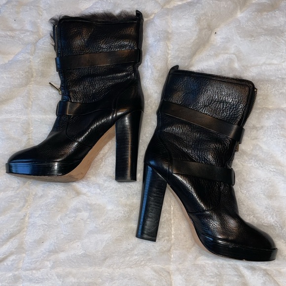 COACH LIANNE LEATHER PLATFORM STRAP LOW CALF BOOTS - Picture 2 of 14